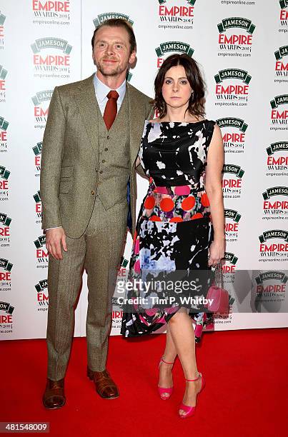 Simon Pegg with his wife Maureen attend the Jameson Empire Awards 2014 at the Grosvenor House Hotel on March 30, 2014 in London, England. Regarded as...