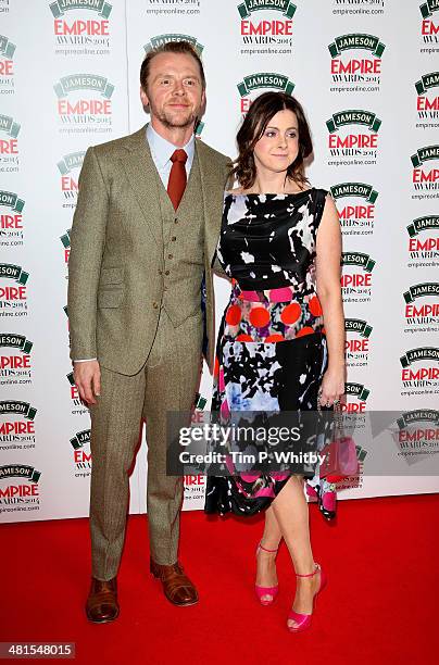 Simon Pegg with his wife Maureen attend the Jameson Empire Awards 2014 at the Grosvenor House Hotel on March 30, 2014 in London, England. Regarded as...