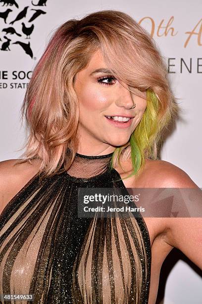 Ke$ha attends the Humane Society of the United States 60th Anniversary Benefit Gala at The Beverly Hilton Hotel on March 29, 2014 in Beverly Hills,...