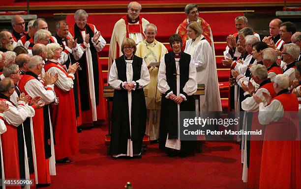 Bishops applaud as Archbishop of Canterbury, Justin Welby , presides over the consecration of Rachel Treweek as the next Bishop of Gloucester and...