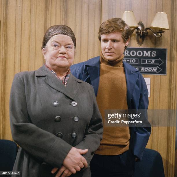 Actor William Roache and actress Violet Carson pictured in character as Ken Barlow and Ena Sharples in a scene from the long running television soap...