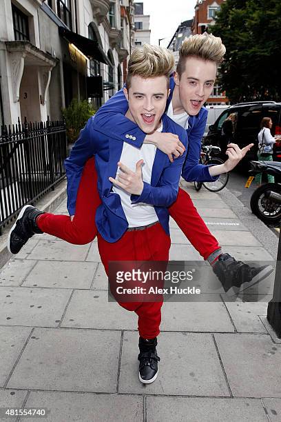 Jedward seen arriving at the Kiss FM Studios on July 22, 2015 in London, England. Photo by Alex Huckle/GC Images)