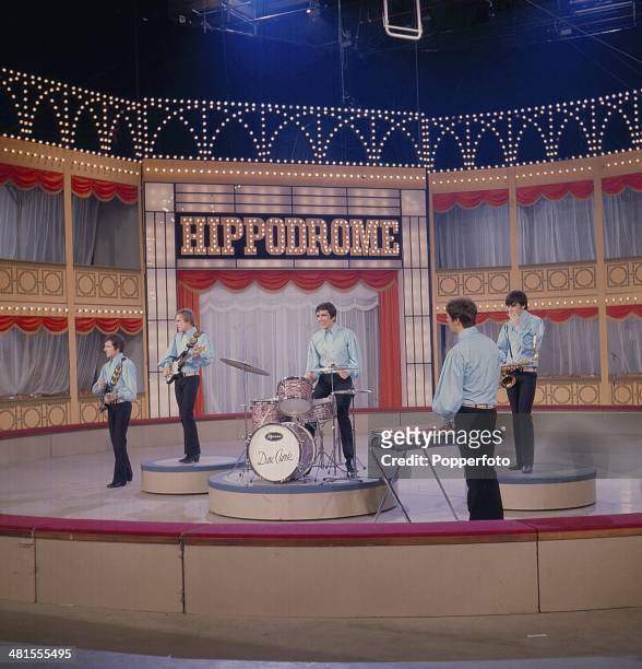 English pop group The Dave Clark Five perform on the 'Hippodrome Show' on television in 1968. Left to right: Rick Huxley, Lenny Davidson, Dave Clark,...
