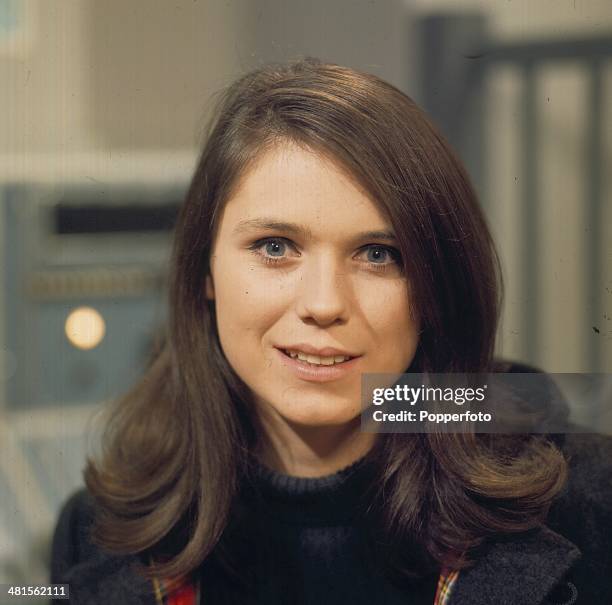 British actress Mary Maude posed on the set of the television series 'Freewheelers' in 1968.