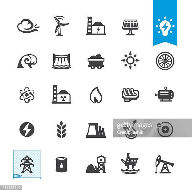 fuel and power generation zugehörige vektor-icons - moderne windmühlen stock-grafiken, -clipart, -cartoons und -symbole