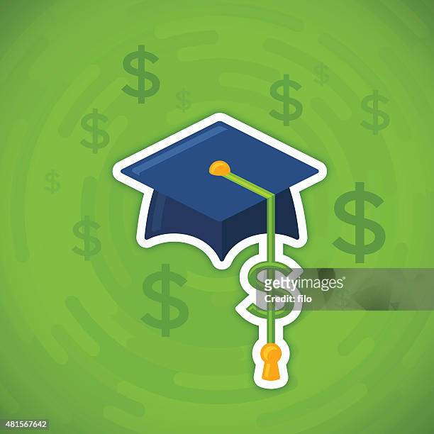 college and university tuition cost and student debt - money background stock illustrations