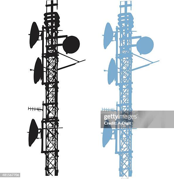 illustrazioni stock, clip art, cartoni animati e icone di tendenza di torre di trasmissione a microonde - torre di trasmissione a microonde