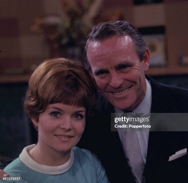 English entertainer Dickie Henderson pictured with actress Isla Blair in a scene from the television sitcom 'The Dickie Henderson Show' in 1968.