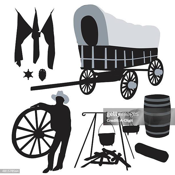 frontier life - log isolated stock illustrations