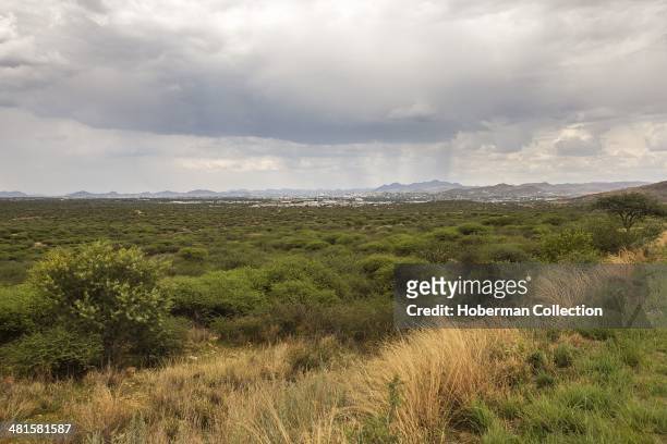 Landcape Of Windhoek City With Clouds And Rain