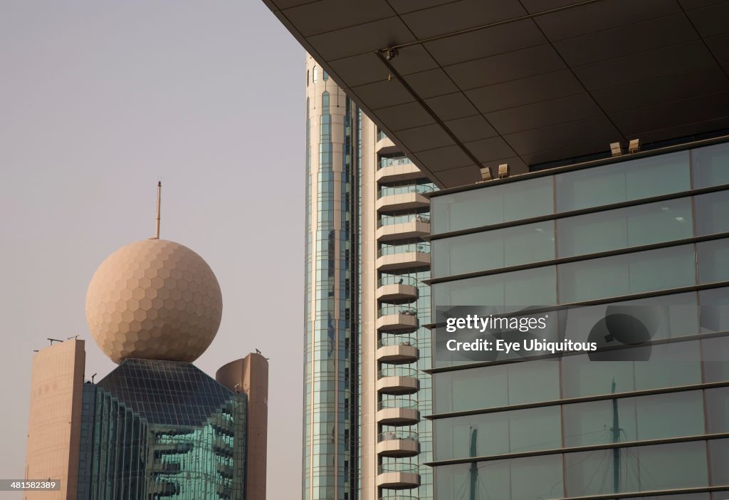 Etisalat building from awning of National Bank of Dubai overlooking the Creek