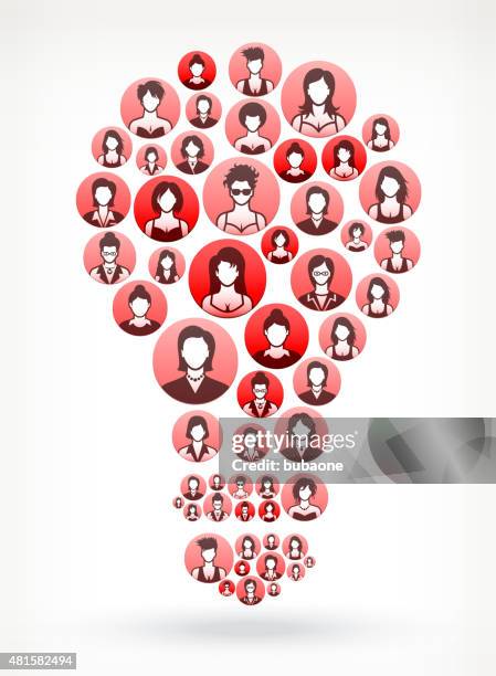 light bulb women faces girl power pattern. - using multiple devices at home stock illustrations