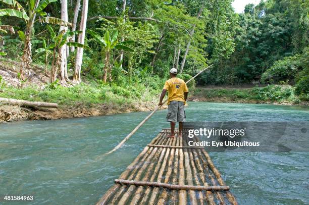 Jamaica, Cornwall County, Martha Brae River, Rafting down the Martha Brae River on bamboo rafts towards Falmouth.