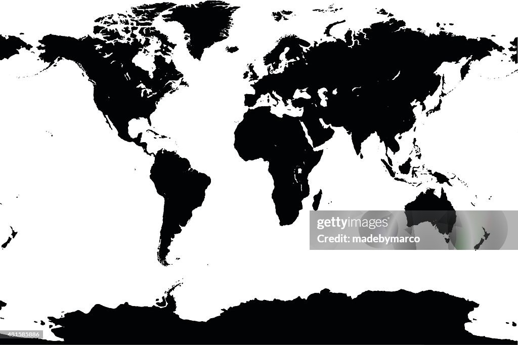 Black Map Layout World Map Black Vector Flat Design Map High-Res Vector Graphic - Getty ...