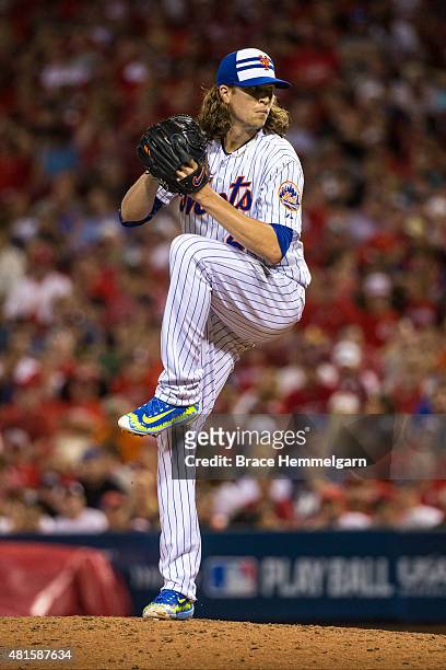 National League All-Star Jacob deGrom of the New York Mets pitches during the 86th MLB All-Star Game at the Great American Ball Park on July 14, 2015...