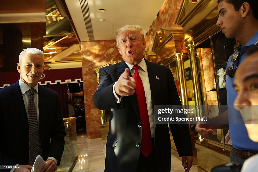 Presidential Candidate Donald Trump Greets A Crowd After Taping TV Interview