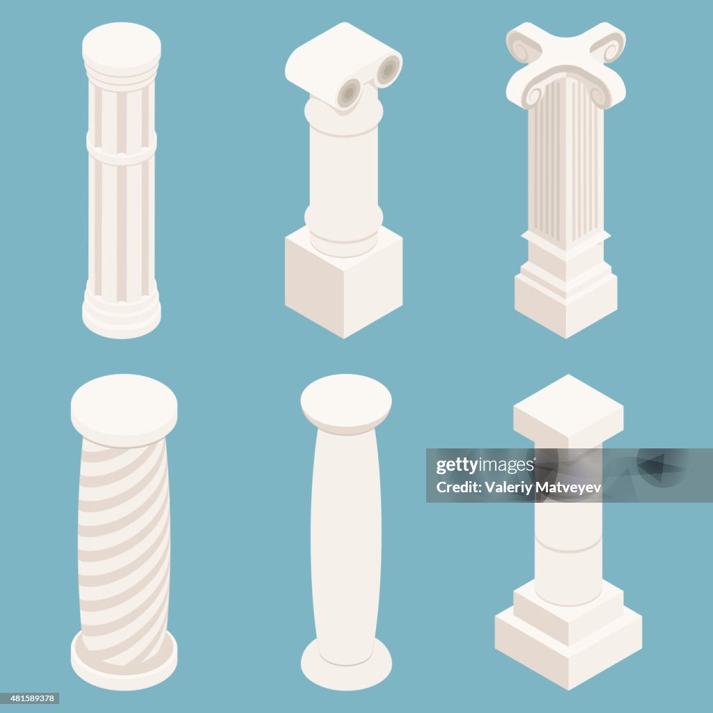 Vector Rounded Column Vector 3d Isometric Columns High-Res Vector Graphic - Getty Images