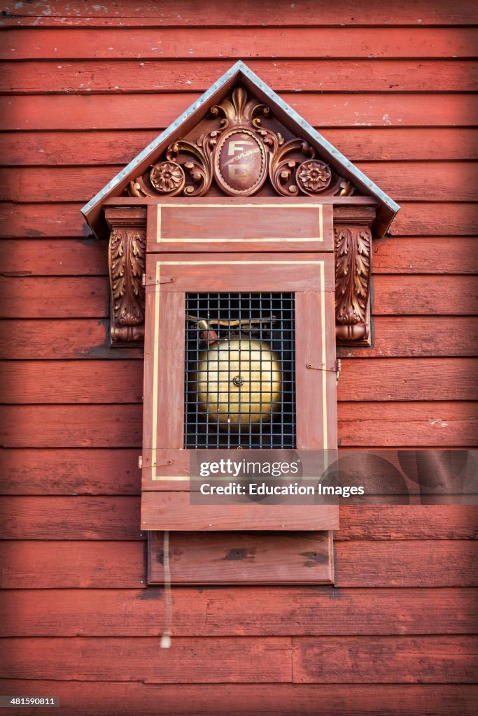 Antique Fire Code Antique fire alarm on side of red fire house, South Dakota. News Photo ...