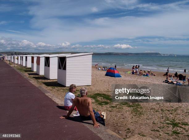 Beach huts, Weymouth, Dorset, UK.