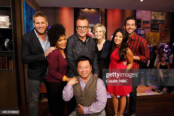 Episode 307 -- Pictured: Curtis Stone, Yvette Nicole Brown, Tom Arnold, Rex Lee, Jane Lynch, Gina Rodriguez, Zachary Levi --