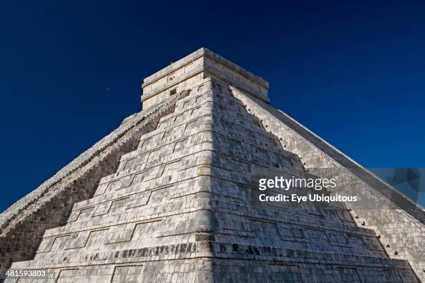 Mexico, Yucatan Peninsula, Chichen Itza, Chichen Itza Archeological Sites Main Pyramid Known As El Castillo Or Kukulcan with the moon being slightly...