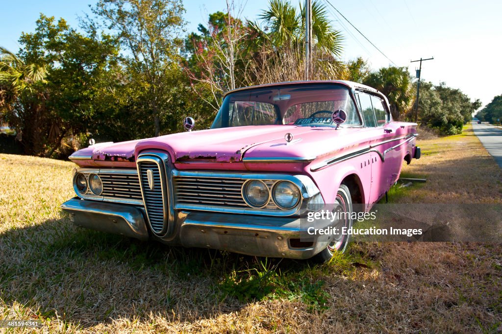 Florida, Cedar Key, Pink Edsel Automobile