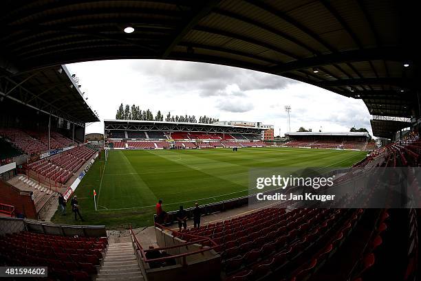 General view during the pre season friendly match between Wrexham and Stoke City at Racecourse Ground on July 22, 2015 in Wrexham, Wales.