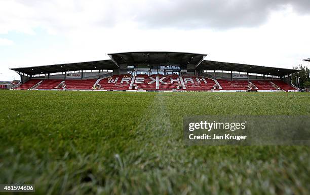 General view during the pre season friendly match between Wrexham and Stoke City at Racecourse Ground on July 22, 2015 in Wrexham, Wales.