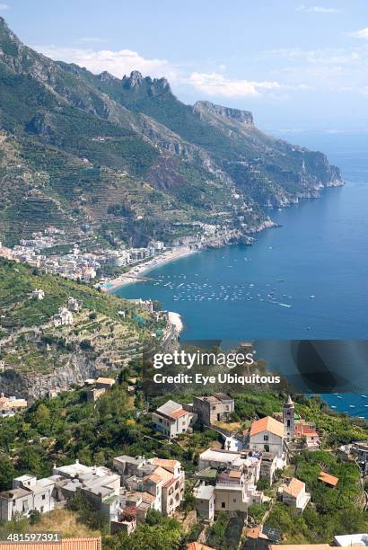 Italy, Campania, Ravello, View of the Amalfi coastline from the hillside town of Ravello.