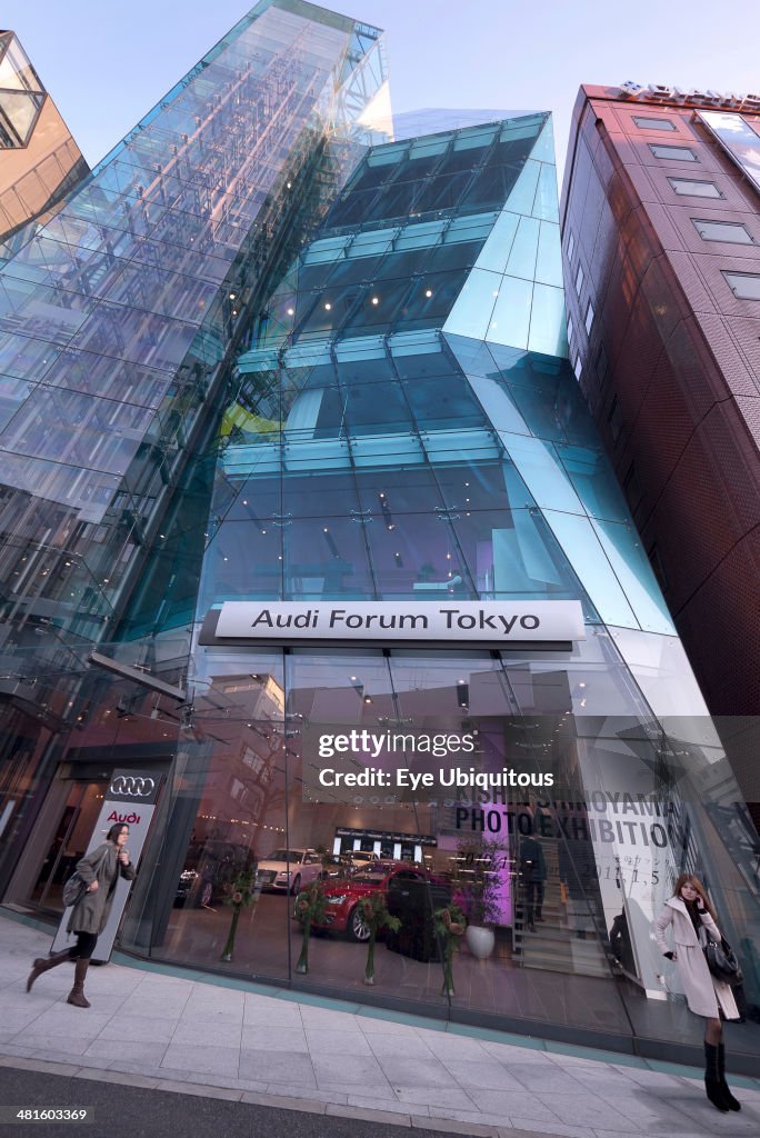 Harajuku Audi Forum building unusual glass fronted architecture