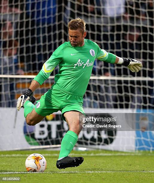 Robert Green of QPR kicks the ball upfield during the pre season friendly match between Queens Park Rangers and Dundee United at The Hive on July 22,...