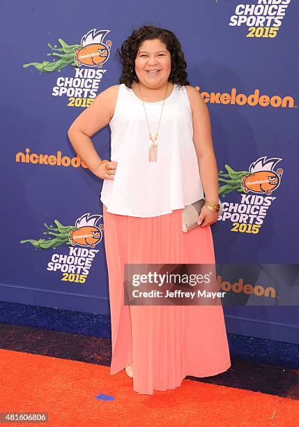 Actress Raini Rodriguez arrives at the Nickelodeon Kids' Choice Sports Awards 2015 at UCLA's Pauley Pavilion on July 16, 2015 in Westwood, California.