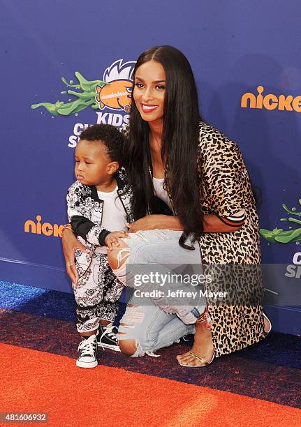 Singer Singer Ciara and son Future Zahir Wilburn arrive at the Nickelodeon Kids' Choice Sports Awards 2015 at UCLA's Pauley Pavilion on July 16, 2015...