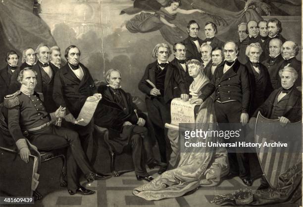 President -elect Lincoln and President James Buchanan admits cheering crowd before Lincoln's inauguration 1861. Library of Congress