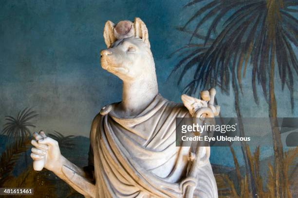 Vatican City Museum, Part of reconstruction of Hadrians Villa Tivoli showing marble Statue of the god Anubis