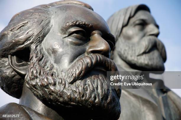 Alexanderplatz, Detail of statue of Karl Marx and Friedrich Engels