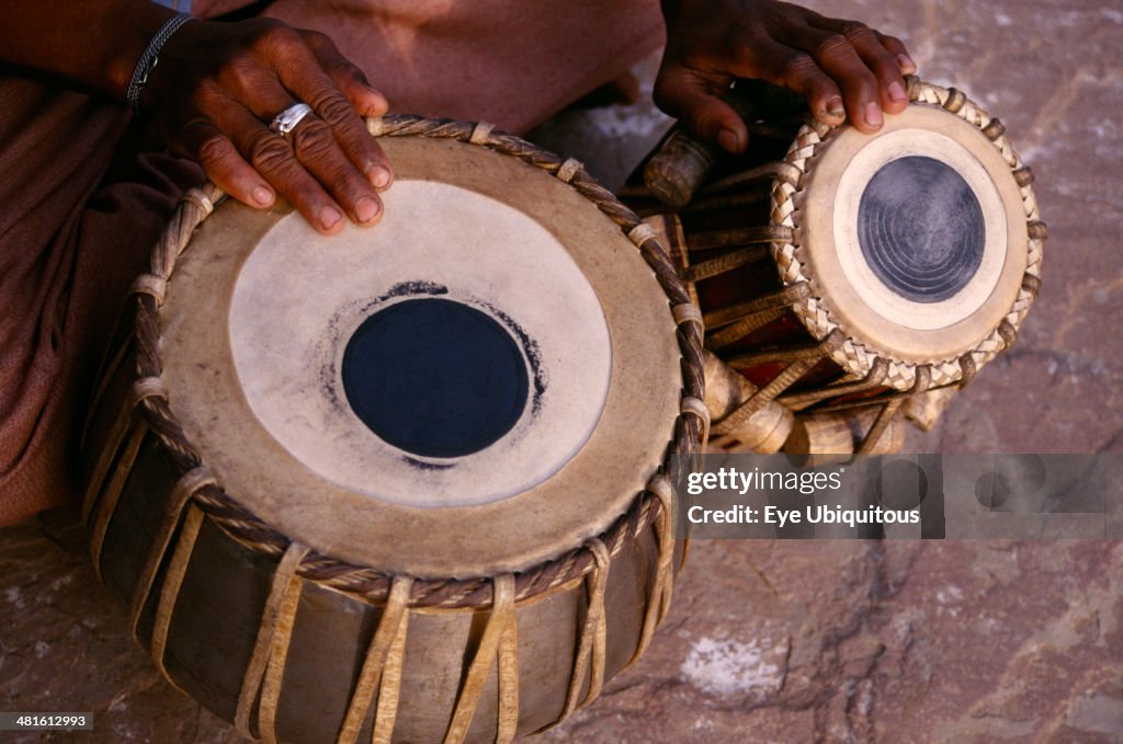 Cropped shot of tabla player