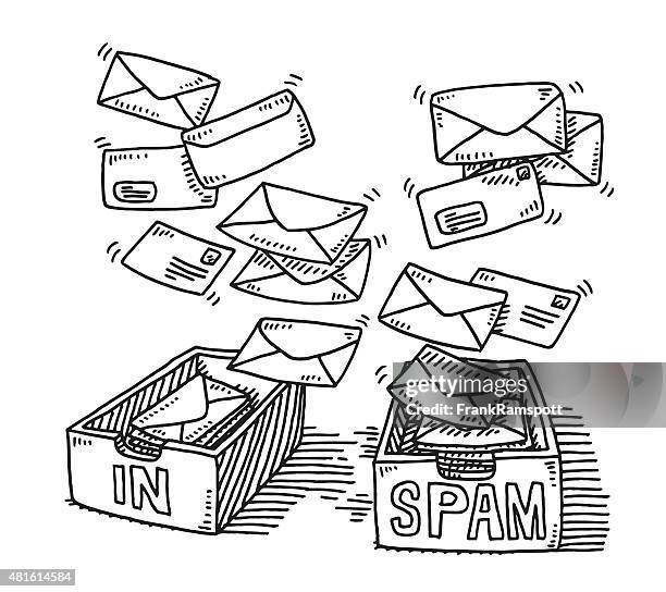 illustrations, cliparts, dessins animés et icônes de tri la réception des mails de spam drawing - spam