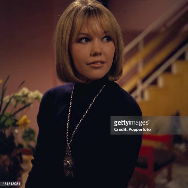 English actress Tessa Wyatt posed on the set of the television drama series 'Haunted - The Girl on the Swing' in 1968.