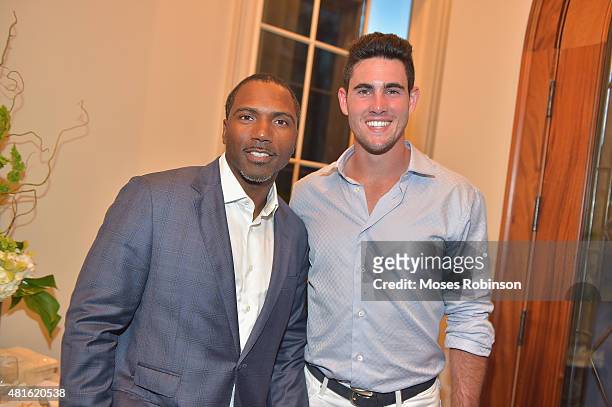 Former NFL player Allen Rossum and NFL player Aaron Murray attend Ushers New Look United to Ignite Awards Exclusive VIP Reception on July 22, 2015 in...