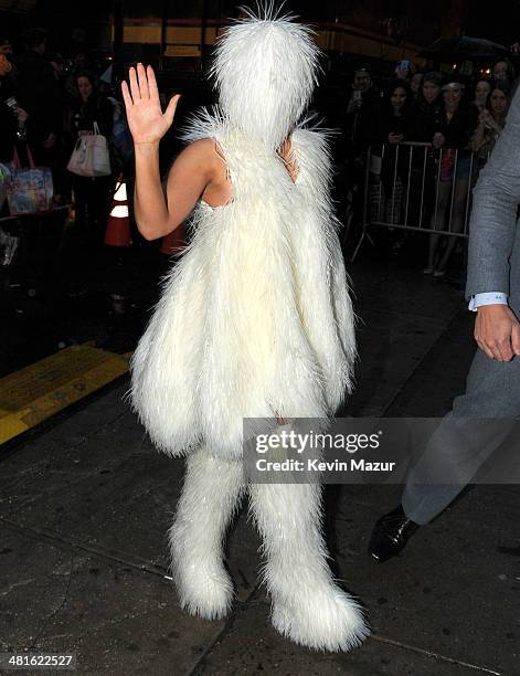 Lady Gaga arrives at Roseland Ballroom on March 30, 2014 in New York City.