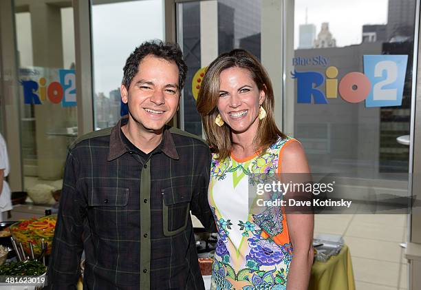 Director / Writer Carlos Saldanha and Natalie Morales attends the "Rio 2" special screening after party at Le Parker Meridien on March 30, 2014 in...