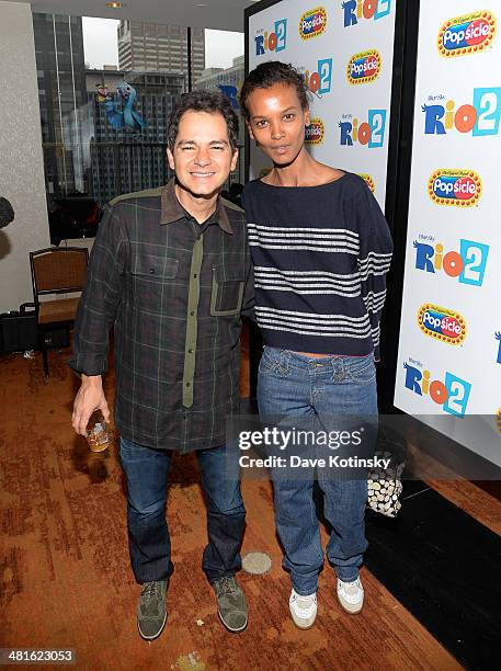 Carlos Saldanha and Liya Kebede attend the "Rio 2" special screening after party at Le Parker Meridien on March 30, 2014 in New York City.