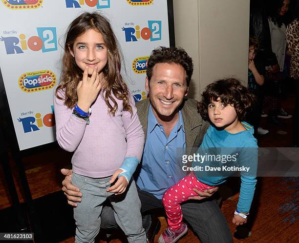 Mark Feuerstein with kids attends the "Rio 2" special screening after party at Le Parker Meridien on March 30, 2014 in New York City.