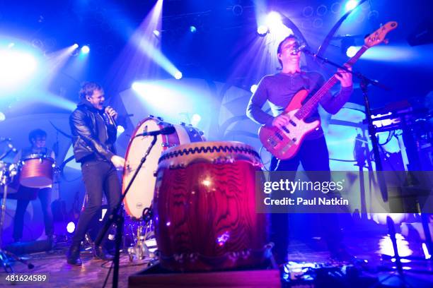 Rock group Imagine Dragons perform onstage at the House of Blues, Chicago, Illinois, March 5, 2013. Pictured are, from left, Ryan Walker, Dan...