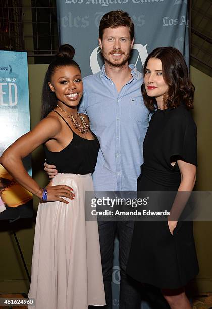 Actors Gail Bean, Anders Holm and Cobie Smulders attend the Los Angeles Times Indie Focus screening and cast Q&A of "Unexpected" at the Sundance...
