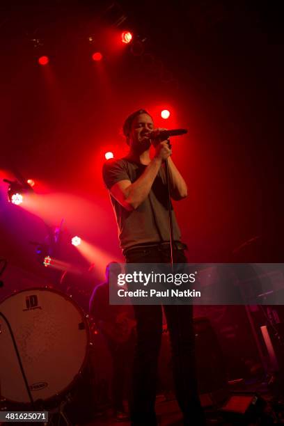Rock group Imagine Dragons perform onstage at the House of Blues, Chicago, Illinois, March 5, 2013. Pictured are Dan Reynolds and Ben McKee.
