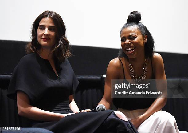 Actresses Cobie Smulders and Gail Bean attend the Los Angeles Times Indie Focus screening and cast Q&A of 'Unexpected' at the Sundance Sunset Cinema...