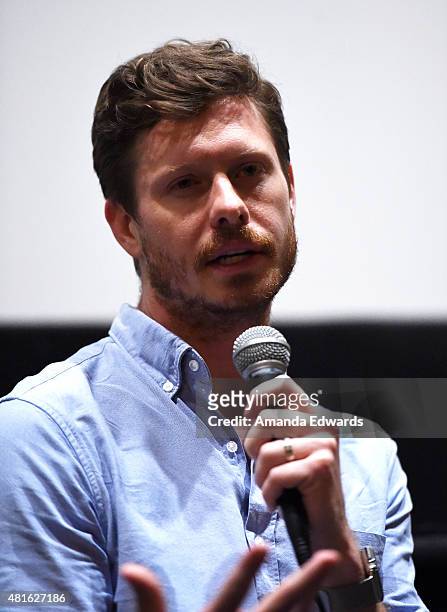 Actor Anders Holm attends the Los Angeles Times Indie Focus screening and cast Q&A of 'Unexpected' at the Sundance Sunset Cinema on July 22, 2015 in...