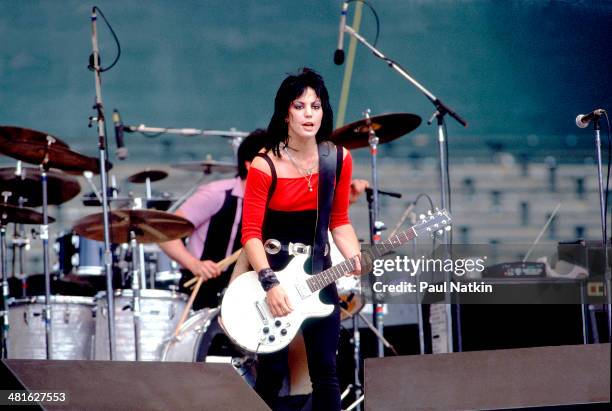 Musician Joan Jett performs at the Comiskey Park, Chicago, Illinois, July 23, 1983.